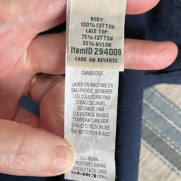 L.L.Bean Item ID 294009 Slvless Scoop Nk Fit & Flare Dress Lace Detail Navy Sz M - Picture 9 of 10